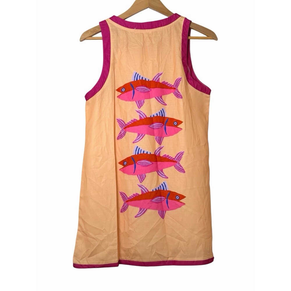 Women's Fish Print Sleevless Mini Dress Size Large - Picture 2 of 3